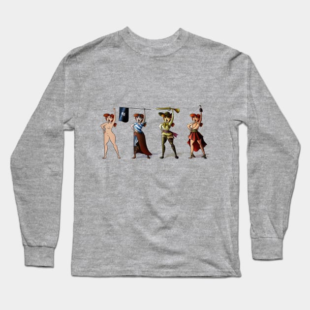 Pirate Girl 3 Long Sleeve T-Shirt by Eterea